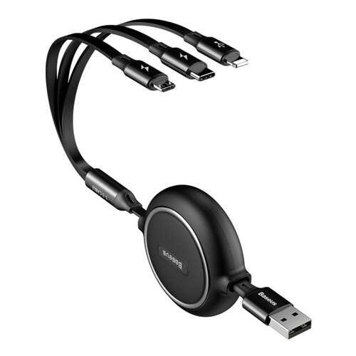 Кабель Baseus Multi USB-iP+Micro+Type-C Golden Loop Black 1.2m в Аврора