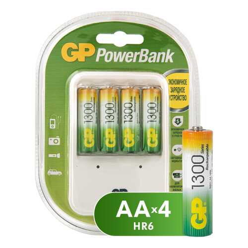 Зарядное устройство + аккумуляторы GP GPPB420GS130-2CR5 AA 4 шт. 1300 mAh в Аврора